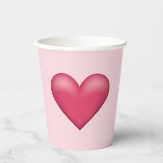 Gobelets En Papier Illustration Simple Du Coeur Rose Sur Le Rose Clai (Recto)