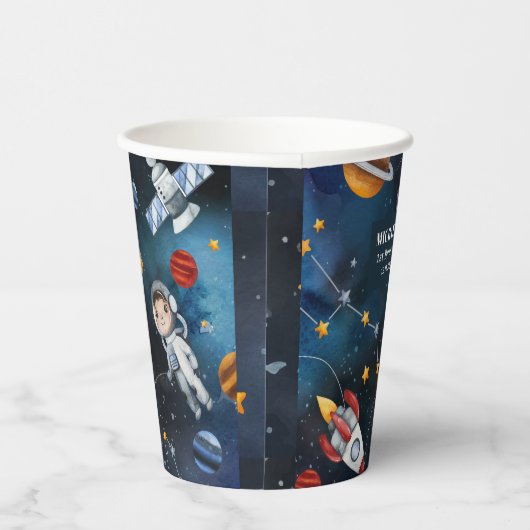 Gobelets En Papier Illustration spatiale personnalisée 1er anniversai (Droite)