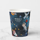 Gobelets En Papier Illustration spatiale personnalisée 1er anniversai (Recto)