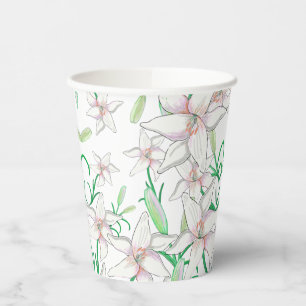 Gobelets En Papier Illustration White Lilies