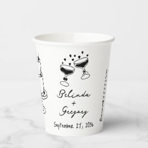 Gobelets En Papier Illustrations noires dessinées à la main Doodles M