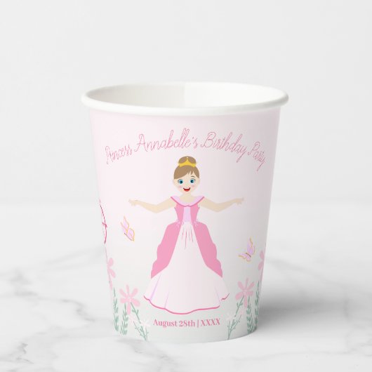 Gobelets En Papier Imaginaire rose princesse fête d'anniversaire (Gauche)