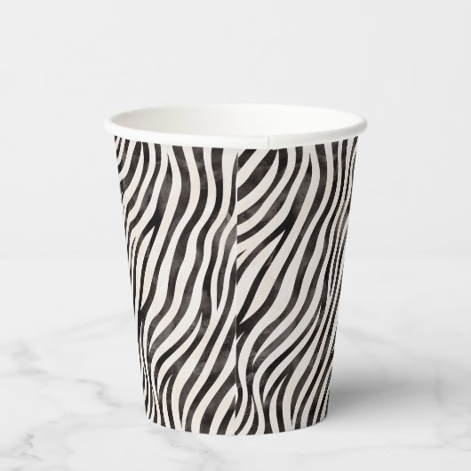 Gobelets En Papier Impression Animale Moderne Mariage Blanc & Noir  (Droite)