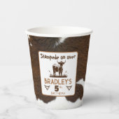 Gobelets En Papier Impression Animale Stampede De Bovins Marron Anniv (Recto)