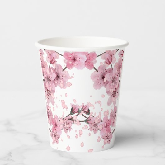 Gobelets En Papier Impression de fleurs de cerisier (Recto)