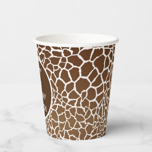 Gobelets En Papier Impression de girafe (Verso)