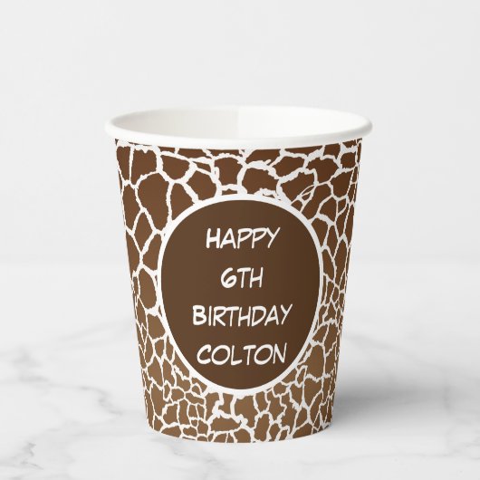 Gobelets En Papier Impression de girafe (Gauche)