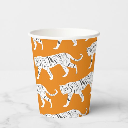 Gobelets En Papier Impression de tigre orange (Verso)