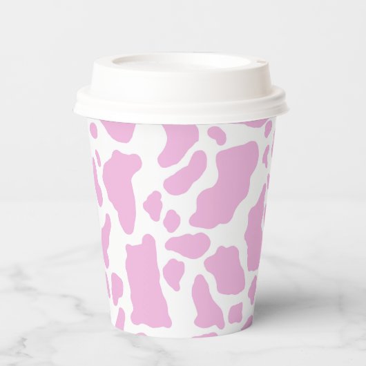 Gobelets En Papier Impression de vache rose (Recto)