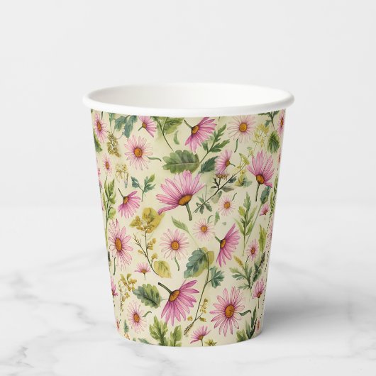 Gobelets En Papier Impression florale de printemps dynamique (Verso)