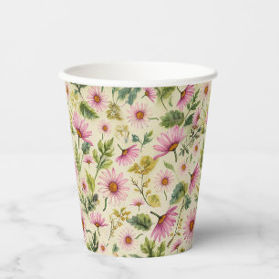Gobelets En Papier Impression florale de printemps dynamique