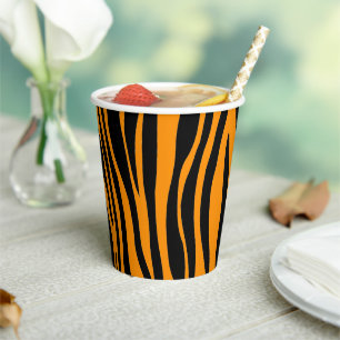 Gobelets En Papier Impression Zèbre Orange Princeton
