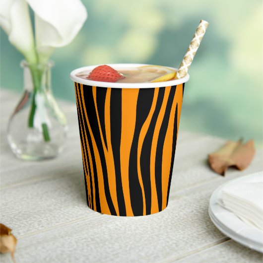 Gobelets En Papier Impression Zèbre Orange Princeton (Insitu)