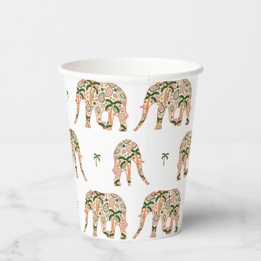 Gobelets En Papier Indian Floral Paisley Ornate Elephants (Droite)