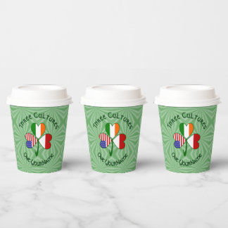 Gobelets En Papier Indonesian Irish USA Shamrock Personalize Text