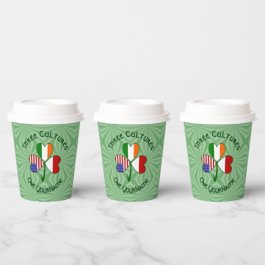 Gobelets En Papier Indonesian Irish USA Shamrock Personalize Text (Multi)