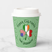 Gobelets En Papier Indonesian Irish USA Shamrock Personalize Text (Verso)