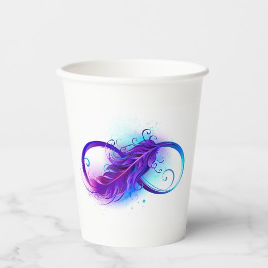 Gobelets En Papier Infinity with purple feather (Recto)