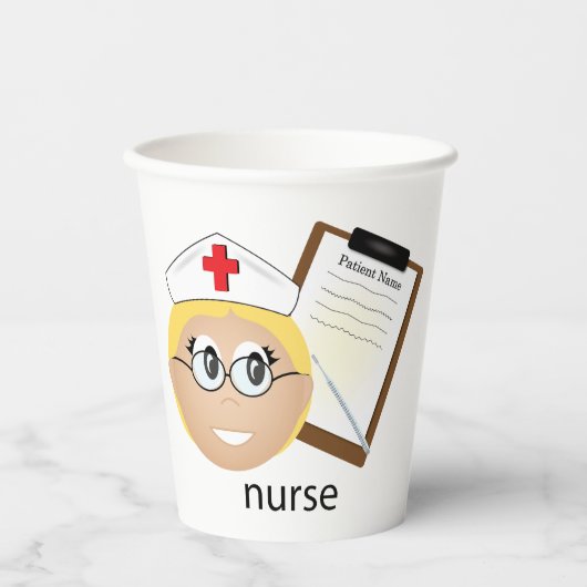 Gobelets En Papier Infirmière avec Porte - bloc Médicale et thermomèt (Recto)