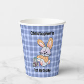 Gobelets En Papier Infirmière personnalisée Plaid Bleu - Lapin (Verso)