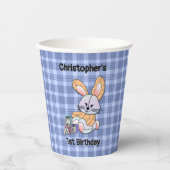 Gobelets En Papier Infirmière personnalisée Plaid Bleu - Lapin (Recto)