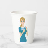 Gobelets En Papier Infirmière souriante avec seringue (Recto)