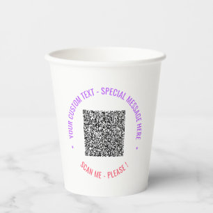 Gobelets En Papier Informations d'analyse de code QR et tasses de pap