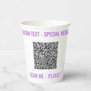 Gobelets En Papier Informations d'analyse de code QR personnalisées e