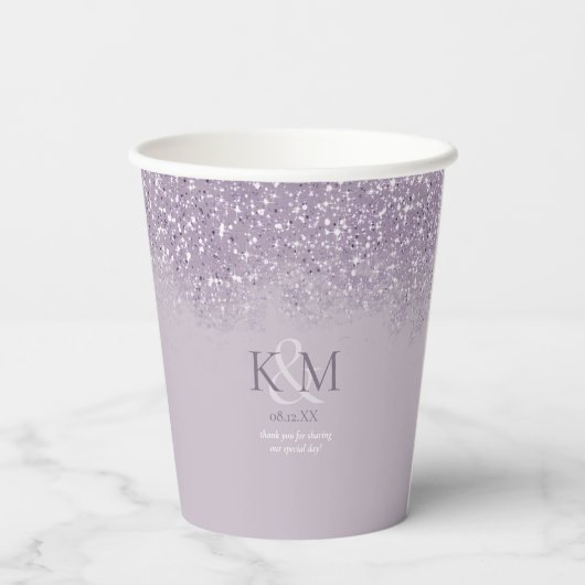 Gobelets En Papier Initiales du Mariage d'éclaboussures ID889 majuscu (Verso)