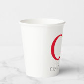 Gobelets En Papier Initiales en rouge clair monogramme professionnel (Droite)