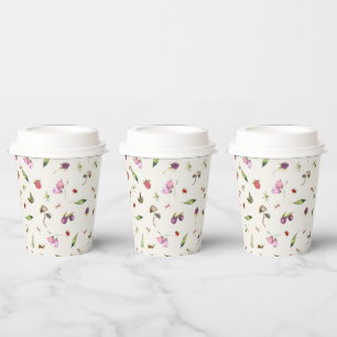 Gobelets En Papier Insectes Fleurs sauvages de bois modernes et tenda