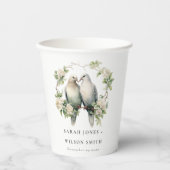 Gobelets En Papier Inséparables romantiques mignons Mariage de couron (Recto)