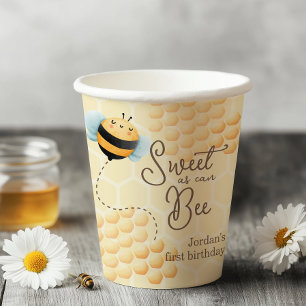 Gobelets En Papier Invitation à l'anniversaire de l'abeille