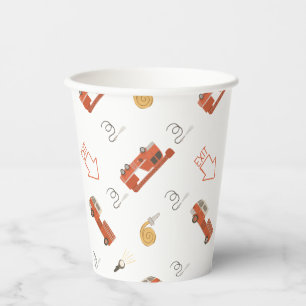 Gobelets En Papier Invitation d'anniversaire de camion-feu