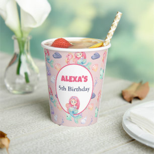 Gobelets En Papier Invitation d'anniversaire Sirène sous la mer