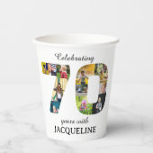 Gobelets En Papier Invitation Modèle photo du 70e anniversaire (Recto)