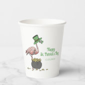 Gobelets En Papier Irish Shamrock Flamingo St. Patrick’s Day Party (Recto)