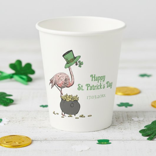 Gobelets En Papier Irish Shamrock Flamingo St. Patrick’s Day Party