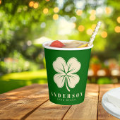 Gobelets En Papier Irlandais Lucky Four Leaf Clover avec le nom vert