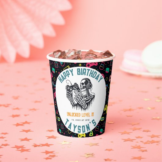 Gobelets En Papier It’s Game On Skull  – Video Game Birthday (Insitu)