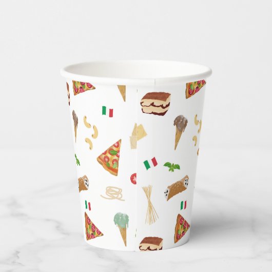Gobelets En Papier Italian Food Pizza Pasta Tiramisu Pattern (Droite)