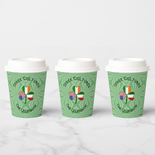 Gobelets En Papier Italian Irish American Shamrock Personalized Text (Multi)