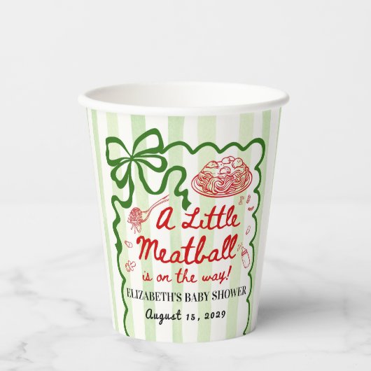 Gobelets En Papier Italian Theme Baby Shower Green Bow (Recto)