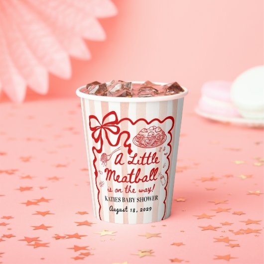 Gobelets En Papier Italian Theme Baby Shower Red Bow (Insitu)