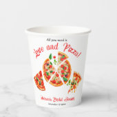 Gobelets En Papier Italien Love & Pizza Party Fête des mariées en tra (Recto)