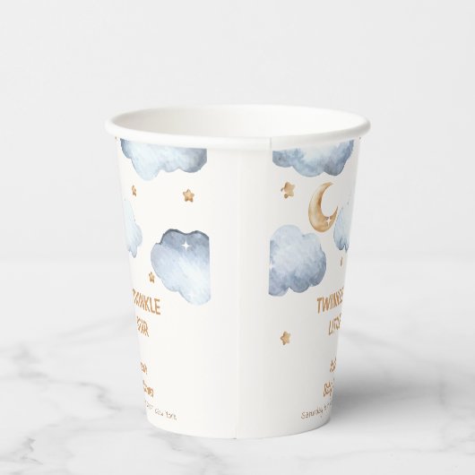 Gobelets En Papier Ivory Moon Stars Twinkle Boy Baby shower (Droite)