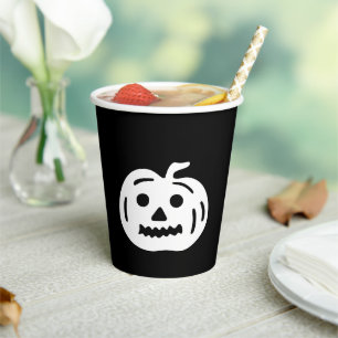 Gobelets En Papier Jack-o'-lantern noir blanc Halloween