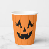 Gobelets En Papier Jack-o'-lantern Orange avec des cils Halloween (Verso)