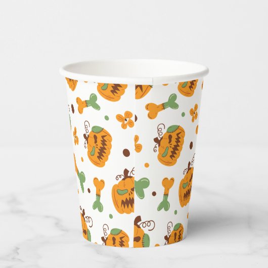 Gobelets En Papier Jack-o-lanterne et os Halloween Éffrayant (Droite)