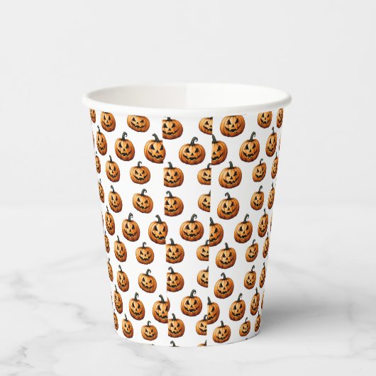 Gobelets En Papier Jack O'Lanterns sur blanc (Gauche)